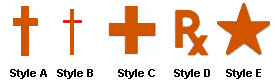 Picture of Copper Symbols - Crosses / Stars / Rx